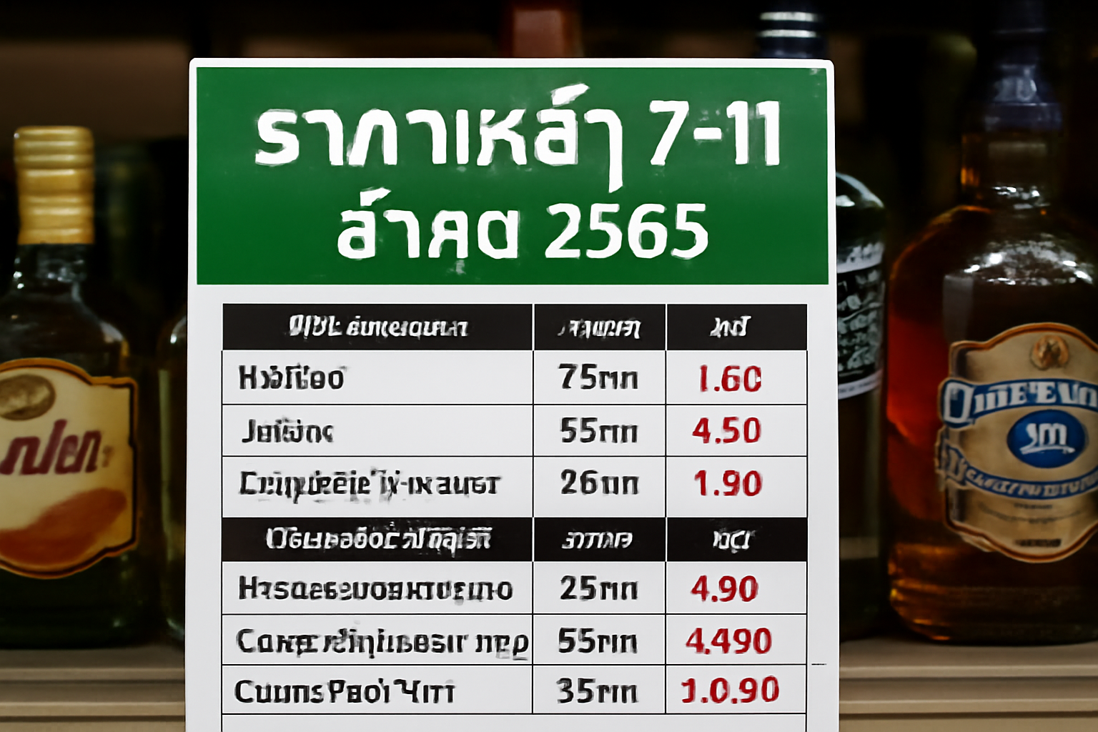 ราคาเหล้า 7-11 ล่าสุด 2565
